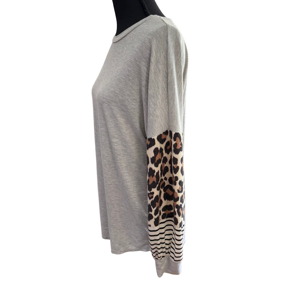 Stylish and Comfy Long Sleeve‎ Tunic by Lovely Melody Stripes & Leopard Sz Sm